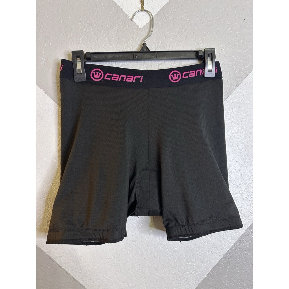 CANARI Women's Black Stretch Inner Pad Elastic Waist Cycling Shorts Size Medium